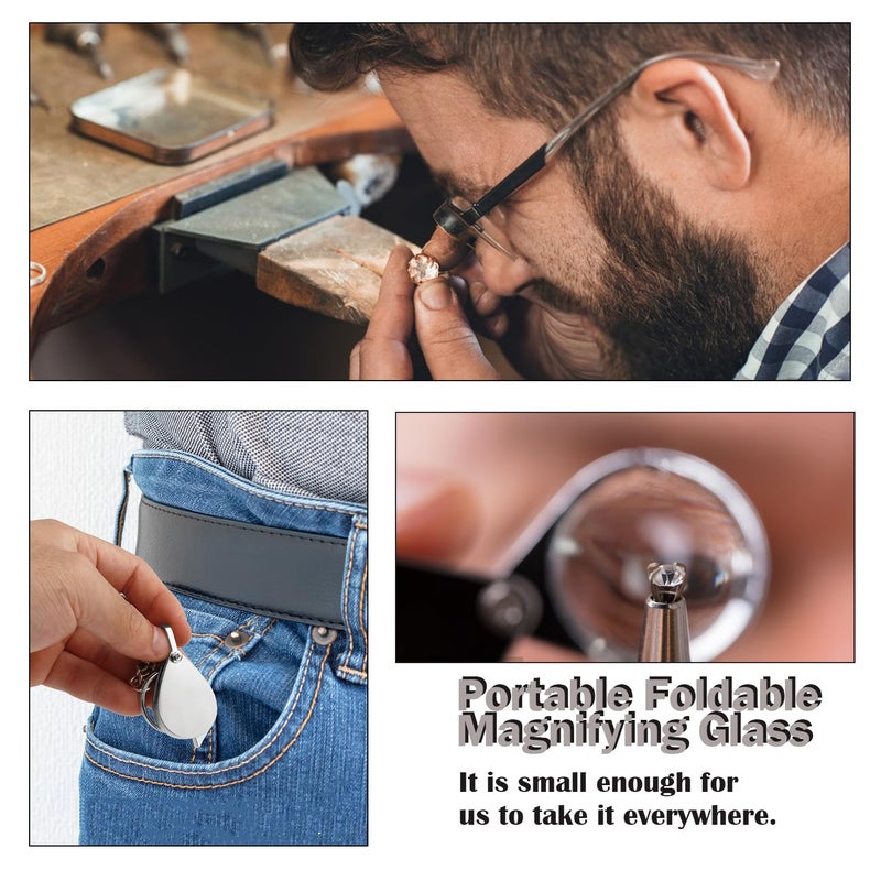 Rongon Small Pocket Magnifying Glass 10X Jewelers Loupe Magnifier Folding Magnifying Lens Keychain Jewelry Loop for Apply to Reading Science Jewelry Hobbies Books - Image 5